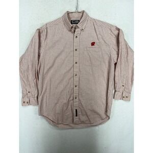 Crable Sportswear Wisconsin Badgers Mens Medium Red Plaid Button Down Shirt